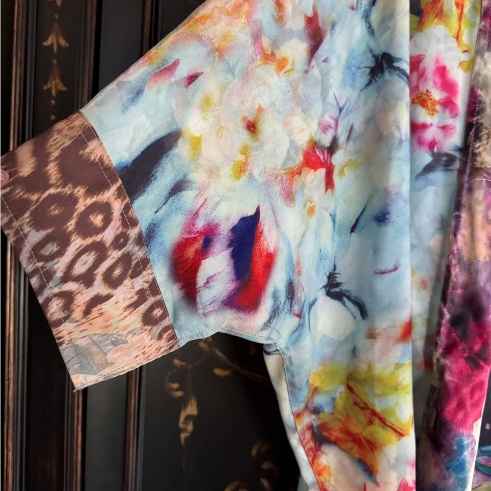 Colorful Floral Kimono Jacket reversible - Picture 2 of 11